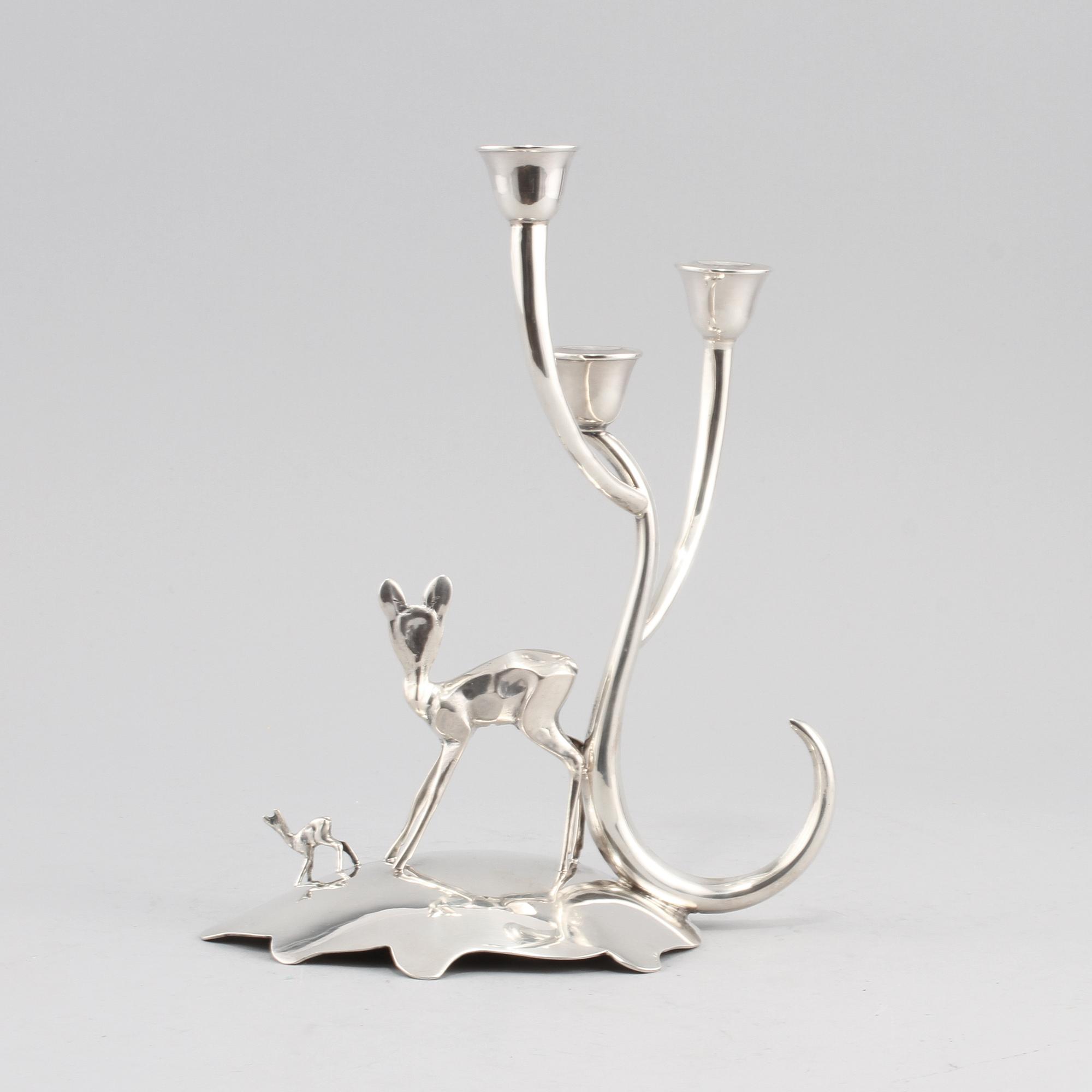 LJUSSTAKE, silver, ostämplad, 1900-tal. Vikt 285 g.