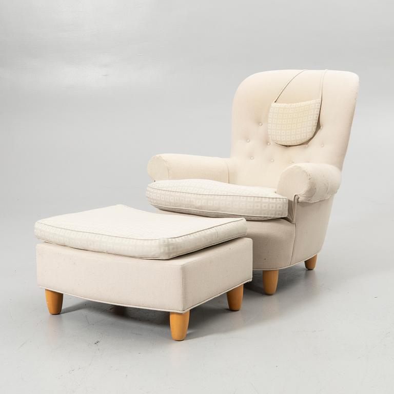 Carl Malmsten, Armchair with footstool, “Jättepaddan”, O. H. Sjögren, Tranås.