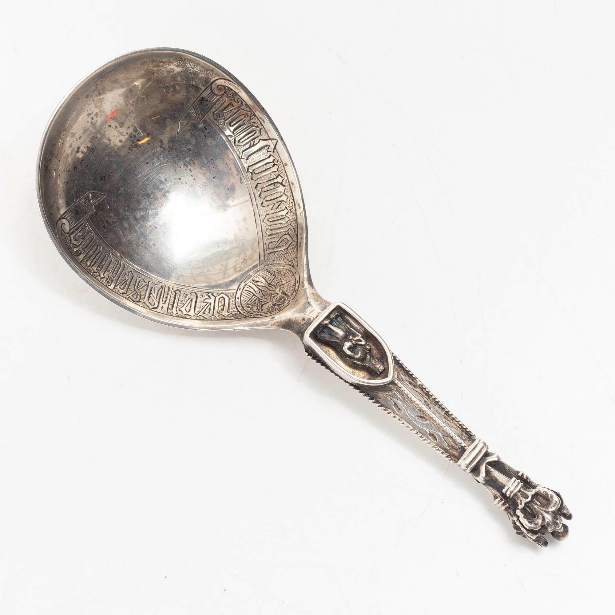 A Norwegian silver spoon, mark of Marius Hammer, Bergen, 1888.