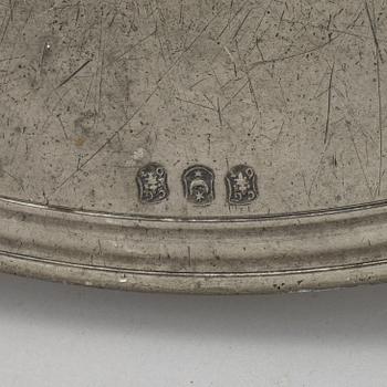 A German barque pewter dish, 18th century.
