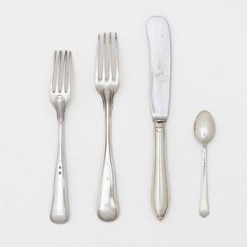 21 pieces of silver cutlery, 20th century.