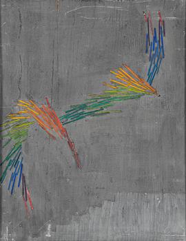 Gert Marcus, oil & collage on panel, signed verso.