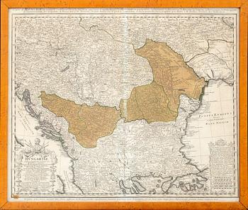 Homanns Erben, map Hungary, handcolored copper engraving, Nürnberg 1744.