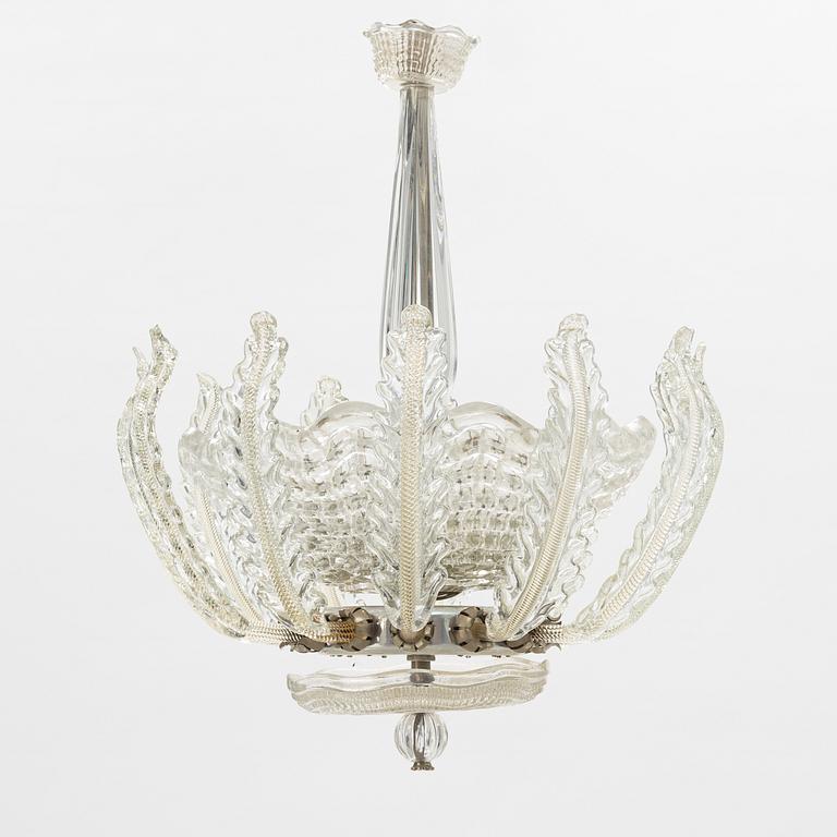 Carl Fagerlund, a glass ceiling lamp, Orrefors, 1940s.