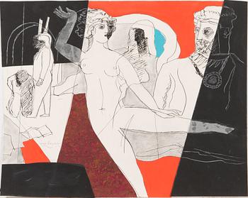 Max Papart, drawing and collage, 1985, signed.