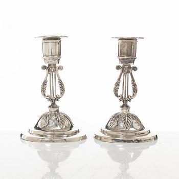 A pair of Swedish silver candlesticks, mark of Emanuel Holmberg, Karlskrona 1843.