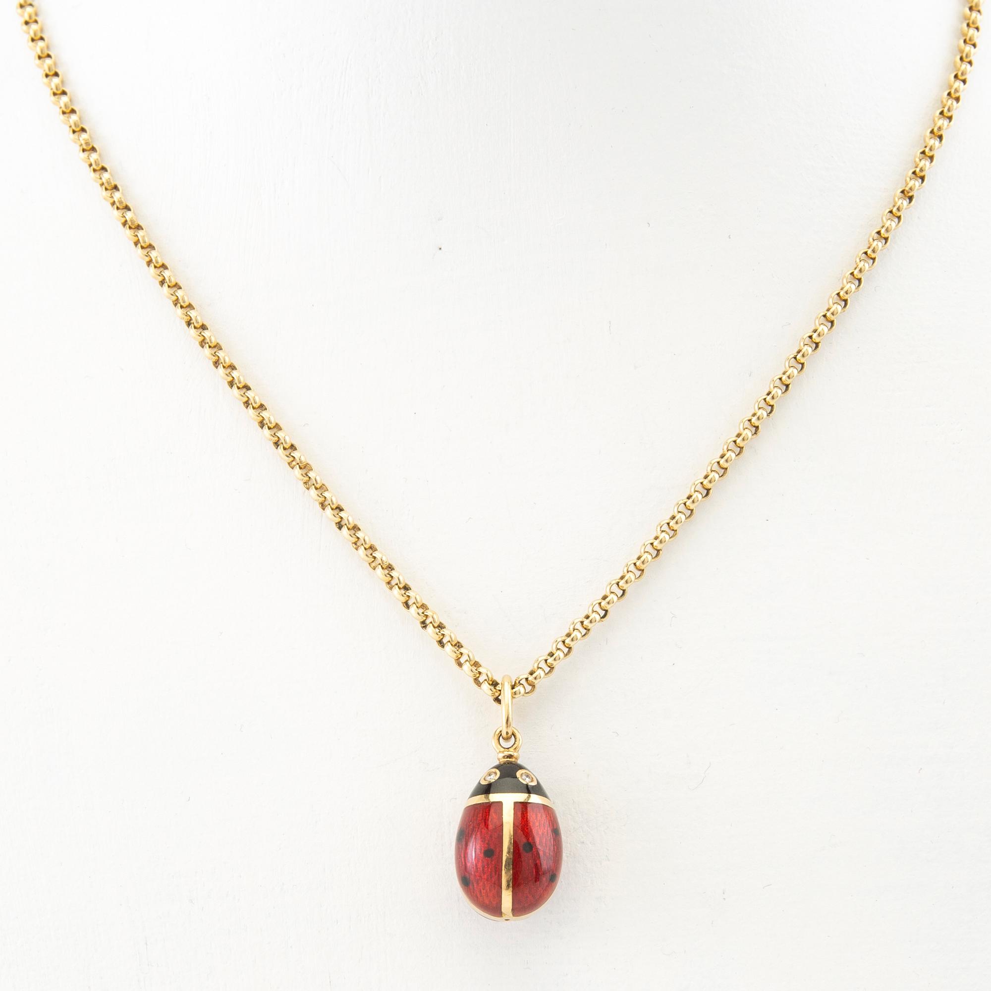 Fabergé pendant in 18K gold and enamel, numbered 167/1000, crafted by Victor Mayer.
