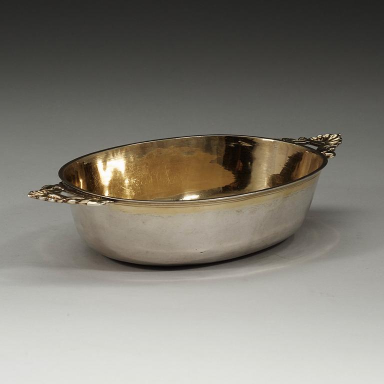 A Swedish 18th century parcel-gilt bowl, marks of Carl Björkman, Nyköping (1735-1745).