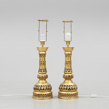 BORDSLAMPOR, ett par, 1900-tal.