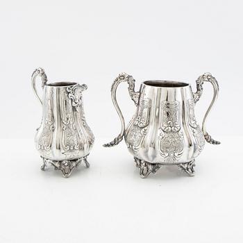 Coffee service, 4 pieces, silver-plated, 20th century.