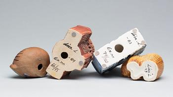 FIGURINER, 4 st, stengods, Lisa Larsson.