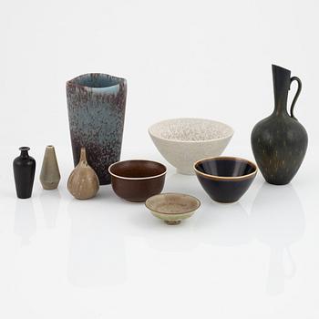 A set of nine stoneware miniatures, vases and bowls, Rörstrand.