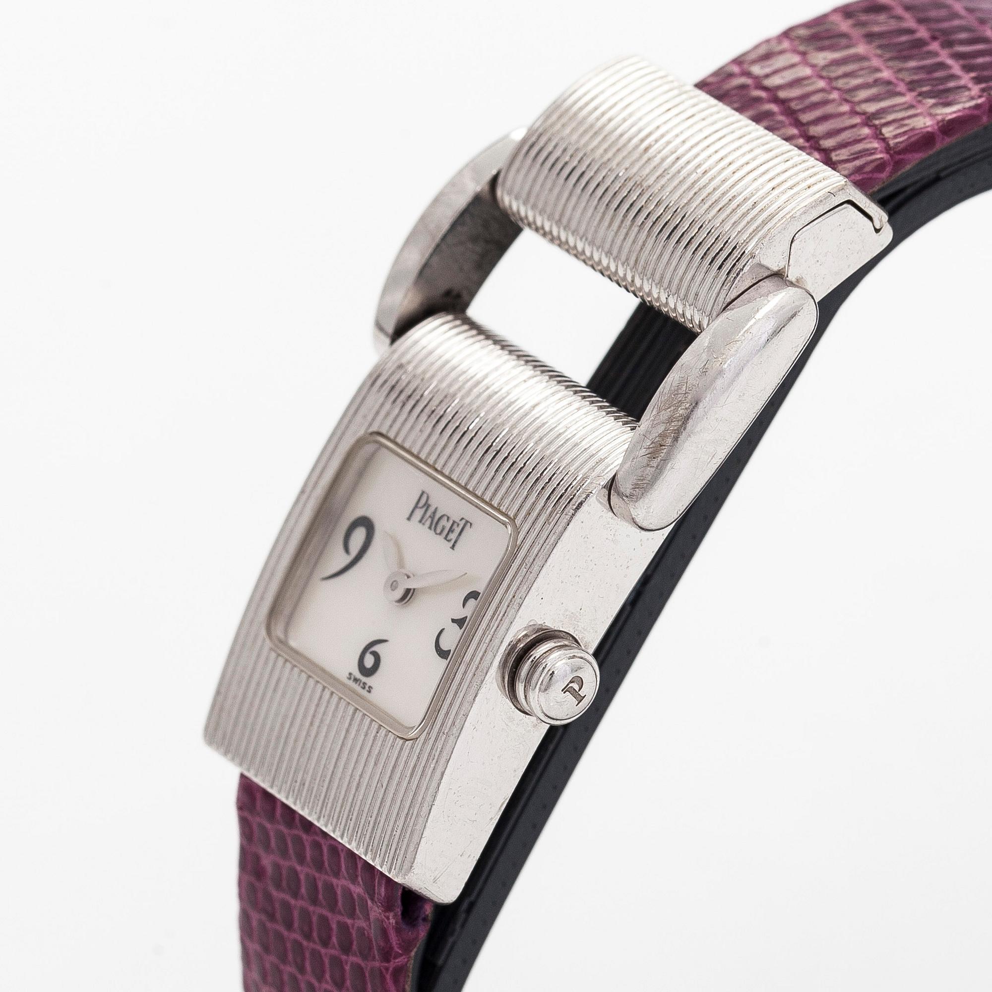 Piaget, wristwatch, Miss Protocole, 25 x 17,5 mm, 18K white gold, quartz, sapphire crystal.