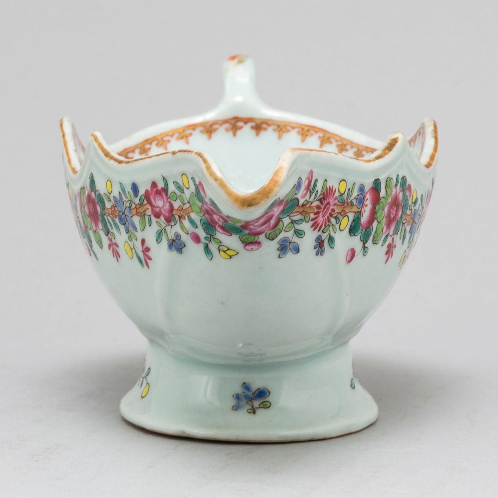 A famille rose sauce boat, Qing dynasty, Qianlong (1736-95).