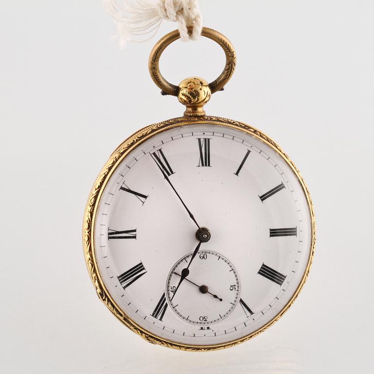 FICKUR, 18K guld, ca 1800-talets andra hälft.