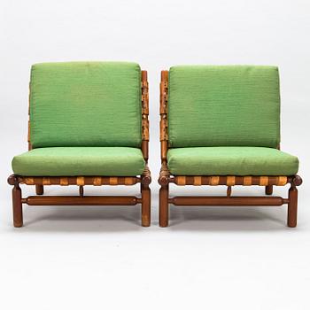 ILMARI TAPIOVAARA, a pair of mid-20th-Century armchairs and a stool for La Permanente Mobili Cantù, Italy.