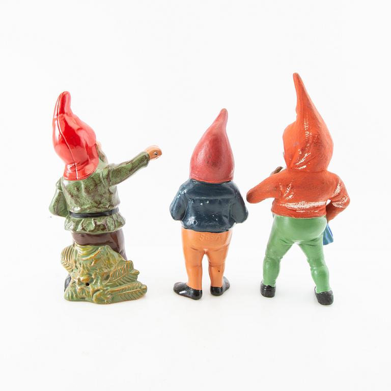 Gnomes 7 pcs mostly Germany mid/second half of the 20th century painted terracotta.