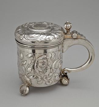 DRYCKESKANNA, silver barockstil, Juvelerare A Öijving, Gävle 1948. Totalvikt ca 1130 gr.