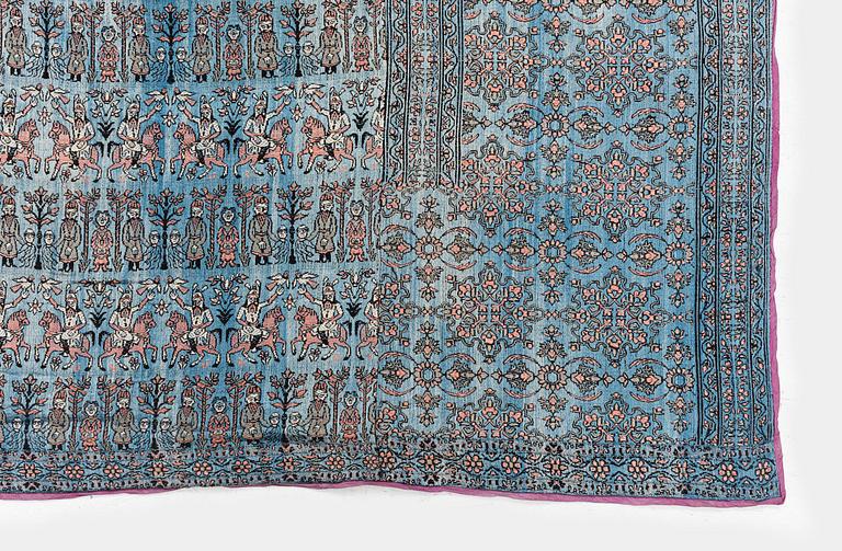 Sidentextil, sannolikt persiskt efter Mogul-förlaga, 1800-tal, ca 174 x 140 cm.