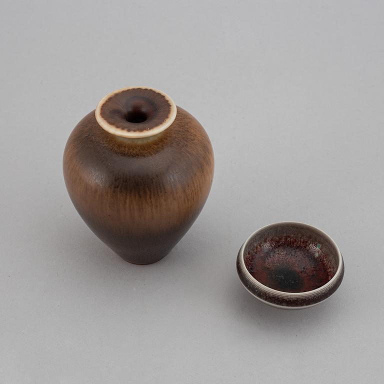 BERNDT FRIBERG, a stoneware vase and miniature bowl, Gustavsberg Studio.