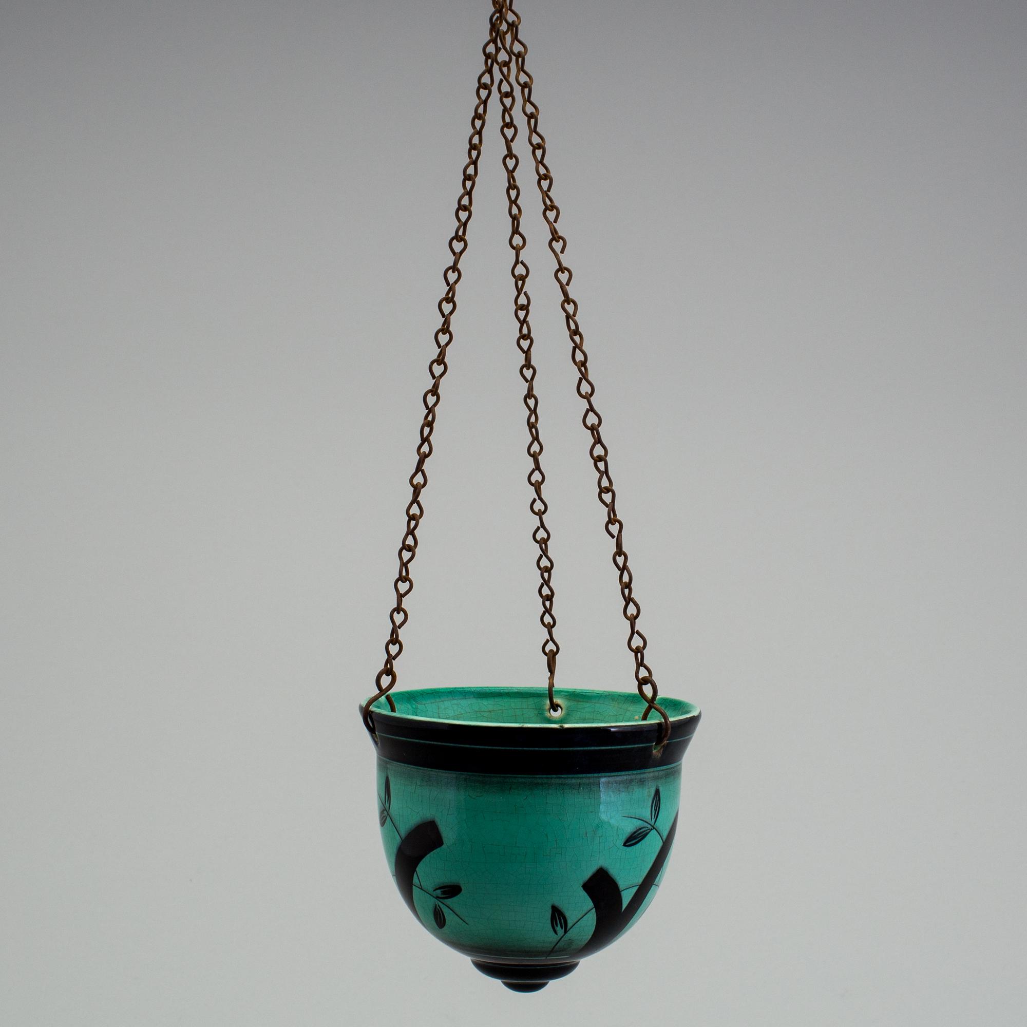 ILSE CLAESSON, "Serie V", ampel i flintgods, Rörstrand 1930-tal.