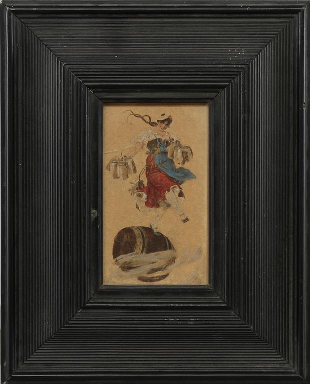 OKÄND KONSTNÄR, blandteknik, monogramsignerad FAK, sent 1800-tal.