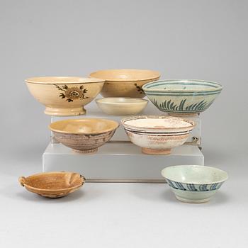 A group of eight Southeast asian ceramics, mostly 20th century.