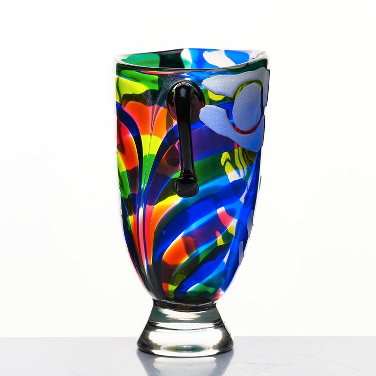 Bengt Lindström, a blasted glass vase, Kosta Boda, numbered 9/95.