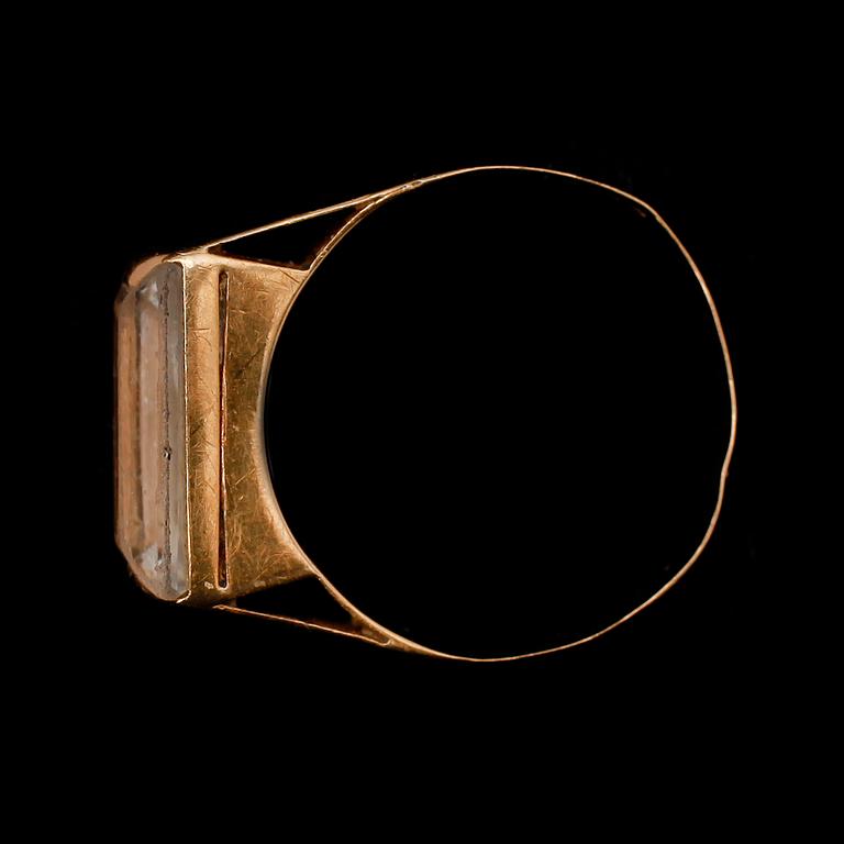 RING OCH SLIPSNÅL, 18 k guld. Tot vikt ca 4 g.