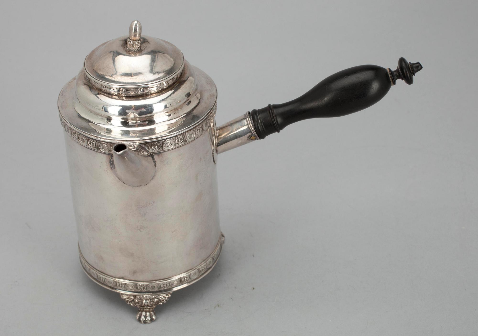 KAHVIKANNU, hopeaa, Lars Barvander, Tukholma 1779. Paino noin 448 g.