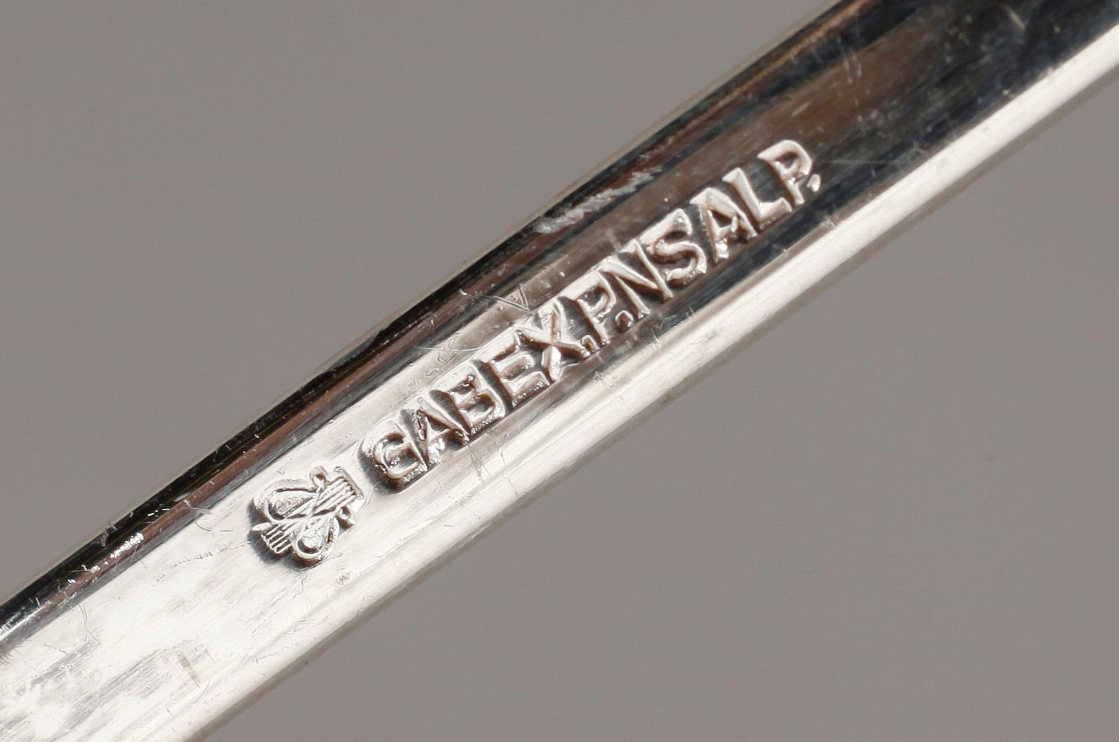 HUMMERGAFFLAR, 12 st, nysilver, Guldsmedsaktiebolaget, GAB, 1900-talets mitt.