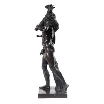 Sculpture, bronze. Faun with lamb. After a Roman model, 20th century.