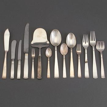 96 pieces of silver tableware by Jacob Ängman for GAB, model "Rosenholm", second half of the 20th century.