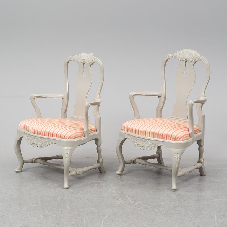 Two Rococo armchairs, 18th Century.