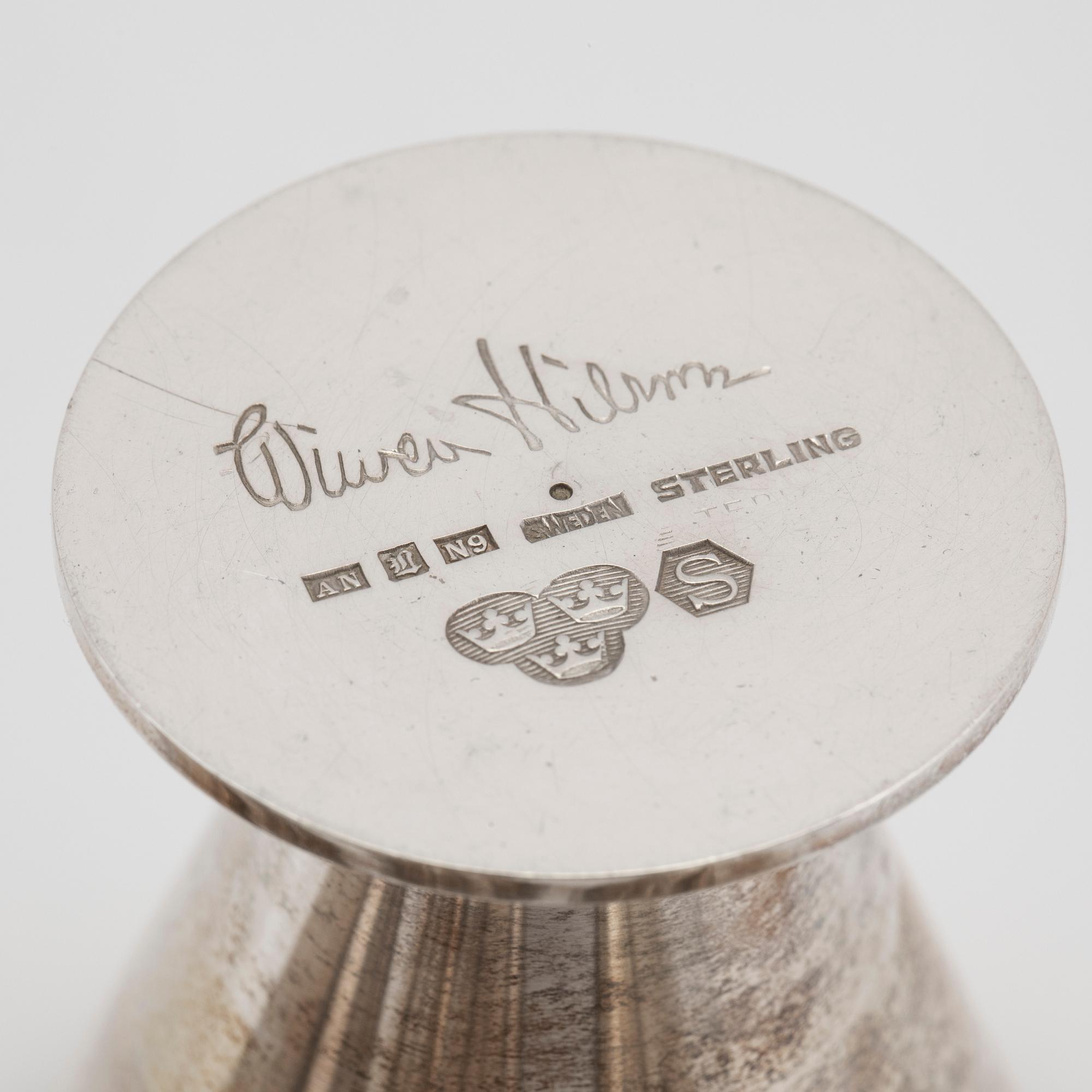 Wiwen Nilsson, cocktail glasses, 6 pcs., silver, Lund, 1957-63.