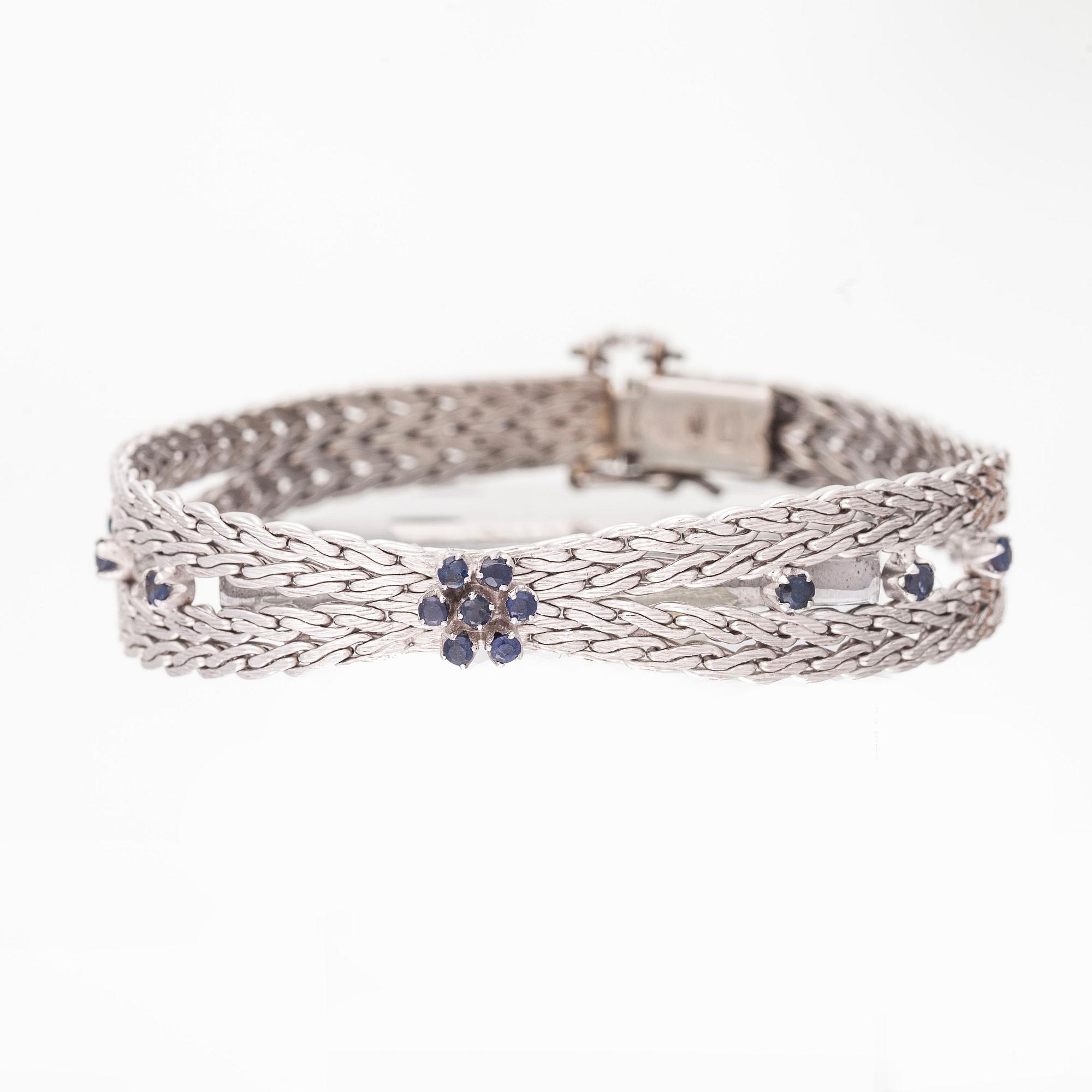 ARMBAND, 18K vitguld, safirer. Italien. Vikt ca 22,8 g.