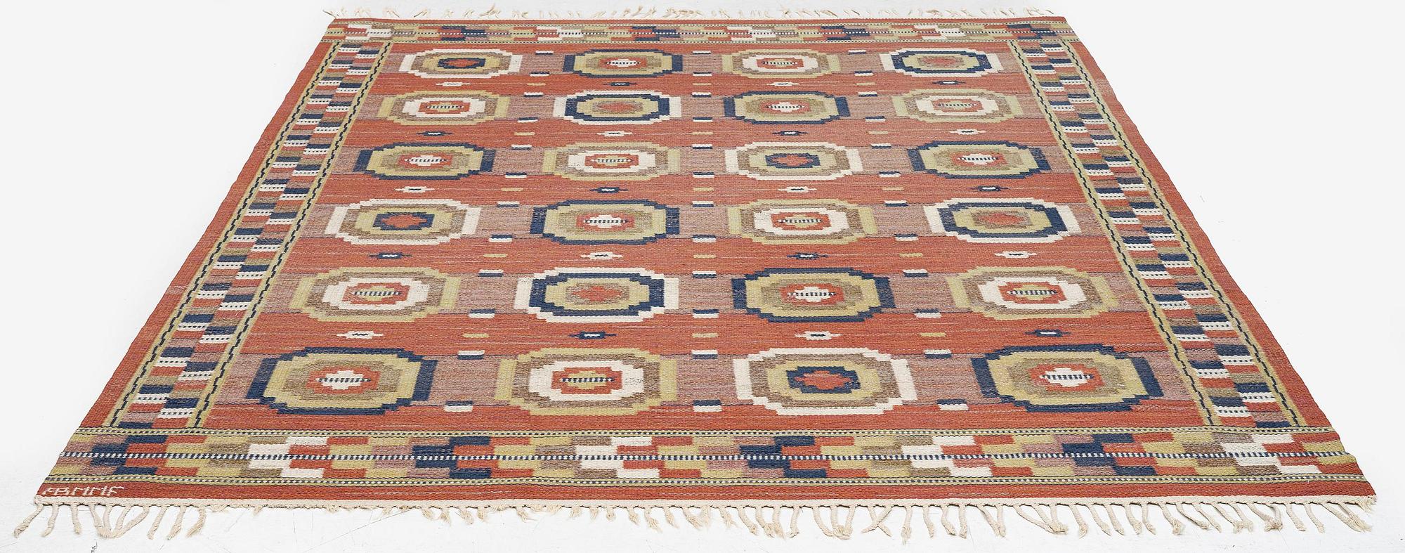 Märta Måås-Fjetterström, a 'Röda Åttan', flat weave, c. 285 x 215 cm, signed AB MMF.