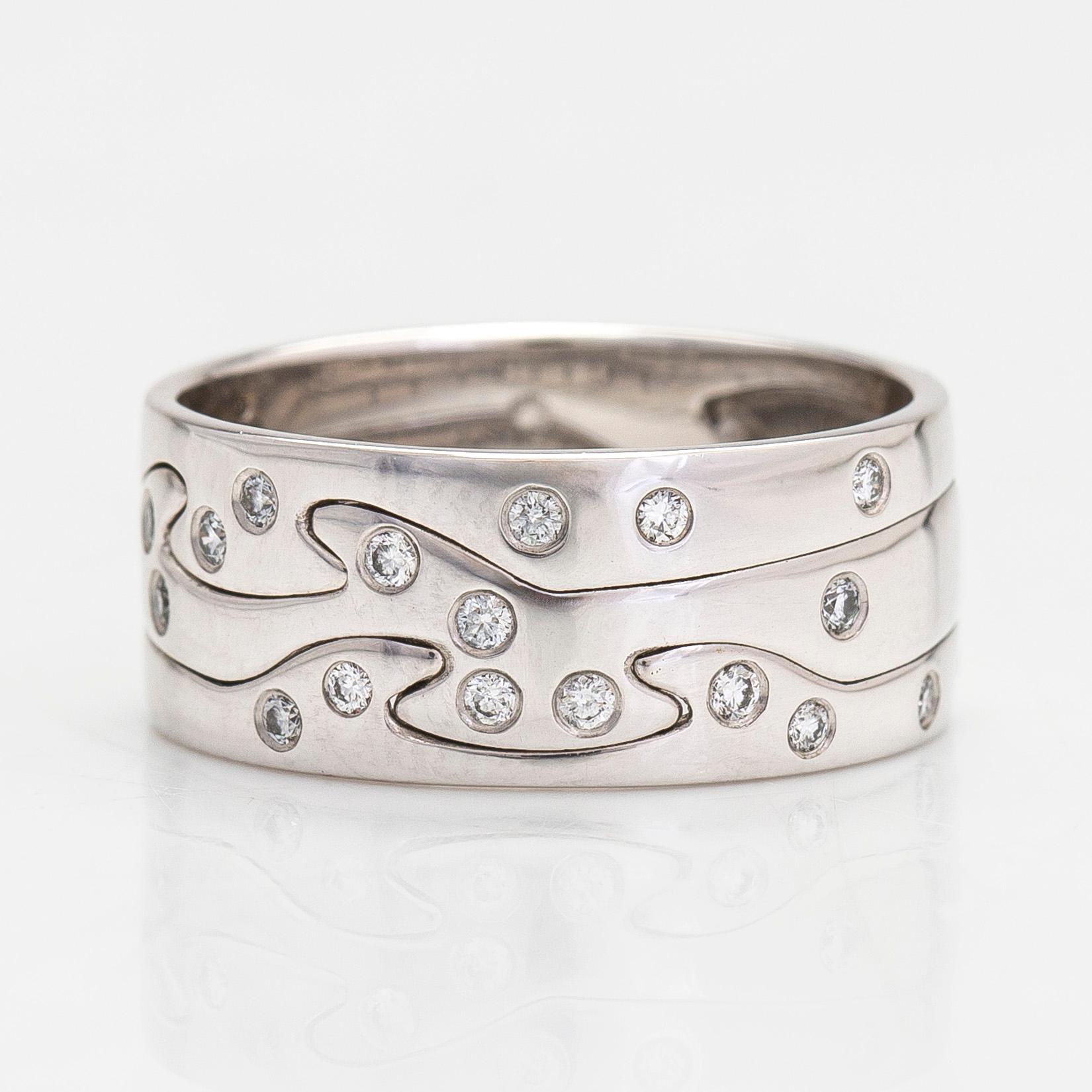 Georg Jensen, ring, "Fusion", 18K vitguld och diamanter tot. ca 0.18 ct.