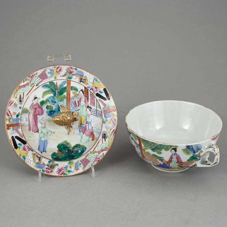 SKÅL MED LOCK, porslin, Kina, Kanton, 1800-tal.