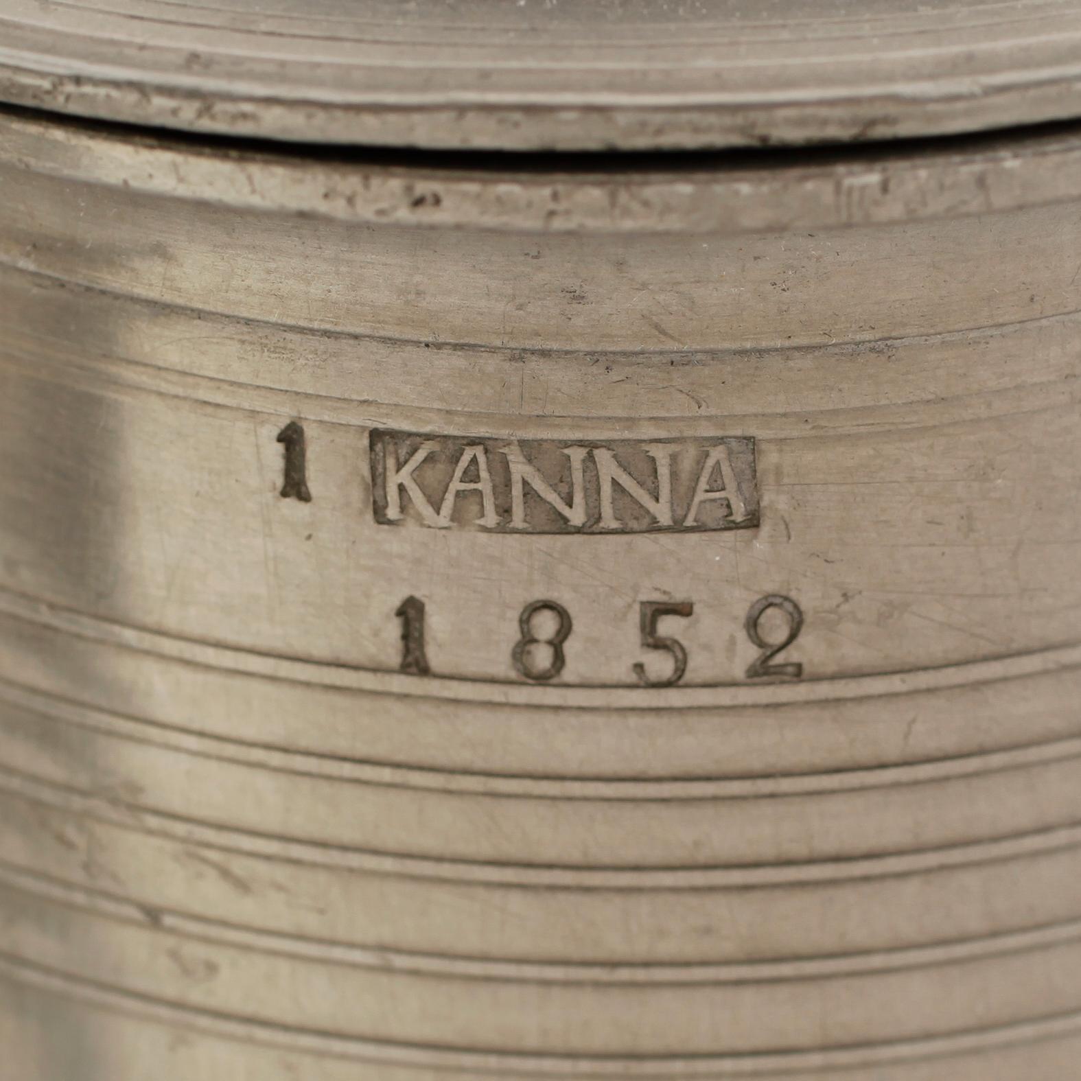 KANNA, tenn, Gustaf Wilhelm Lindberg, Örebro 1852.