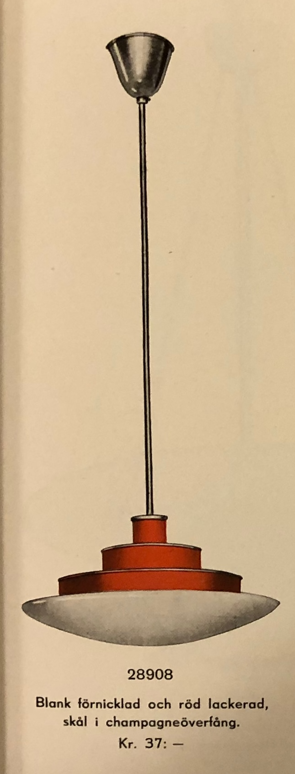 Erik Tidstrand, a ceiling lamp model "28908", Nordiska Kompaniet, 1930s.