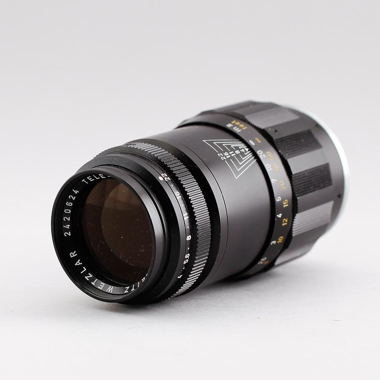 KAMERA samt OBJEKTIV, 1+2, Leica M4 Schwarz Lackiert, nr 1227403, med Leica-Meter, 1969.