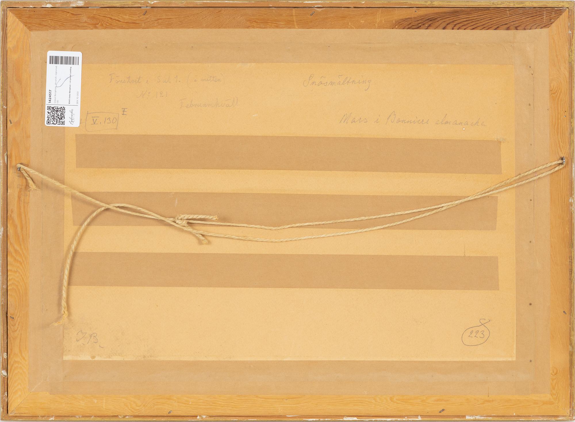 Oskar Bergman, watercolour, signed.
