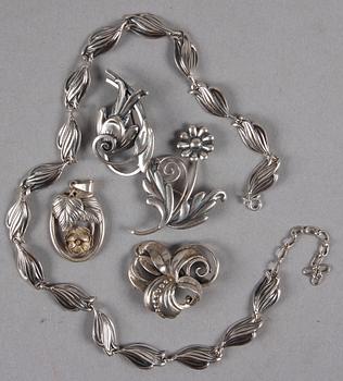 SMYCKEN, 5 st, silver, bl a G Kaplan, 1947-60.