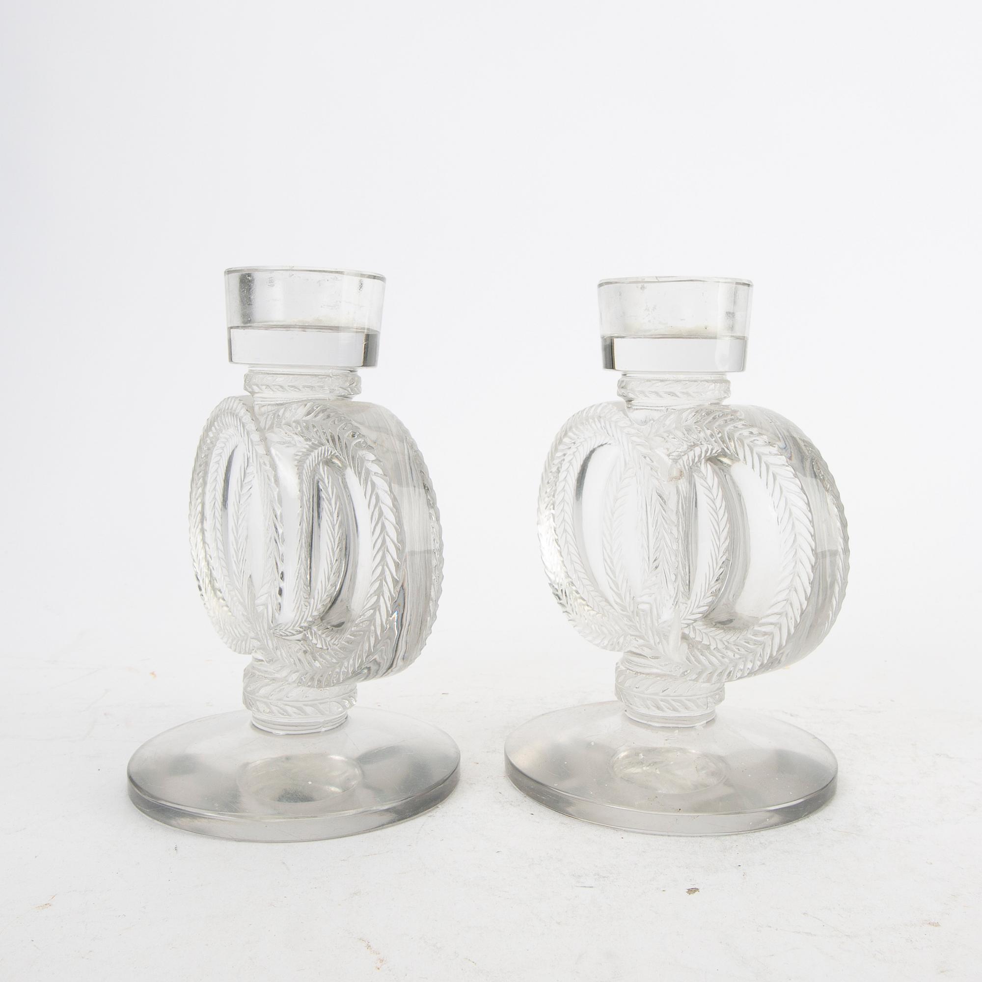 Ljusstakar ett par Lalique 1900-talets andra hälft.