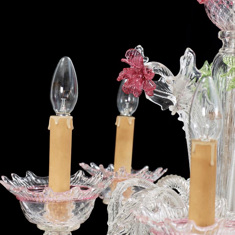 LJUSKRONA, glas, venetiansk stil, 1900-tal. Höjd ca 79 cm.