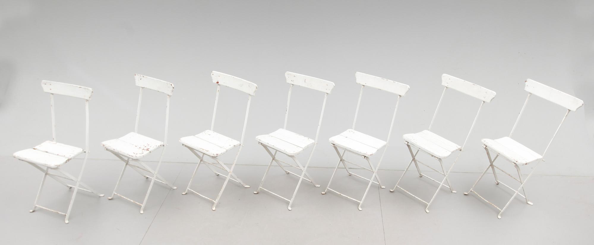 TRÄDGÅRDSTOLAR, 7 st, 1900-talets första hälft.