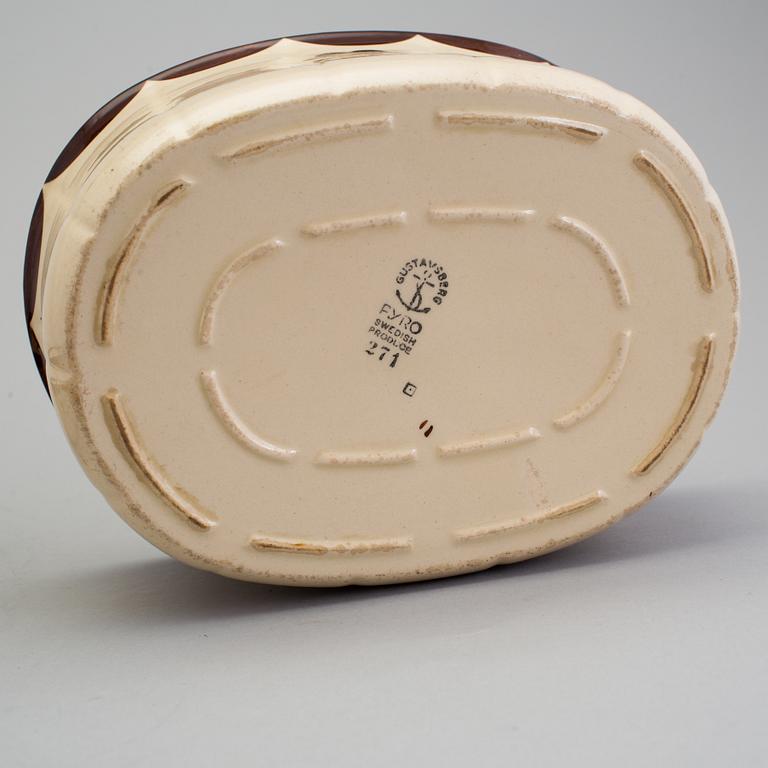 WILHELM KÅGE, servisdelar, 4 st, flintgods, "Pyro brun", Gustavsberg, i produktion 1929-55.