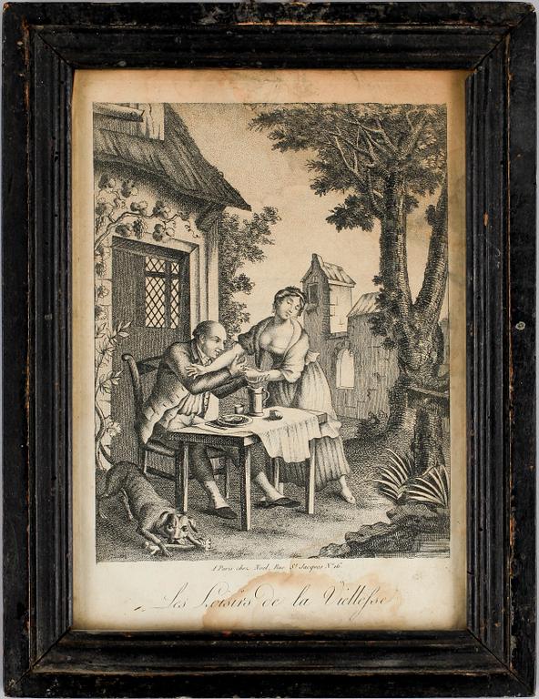 PARTI KOPPARSTICK OCH GRAFISKA BLAD, 7 st, 1700-1800-tal.