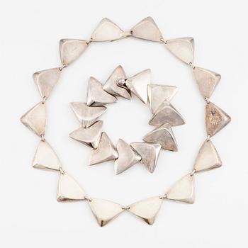 Hans Hansen, necklace and bracelet, sterling silver, Denmark.